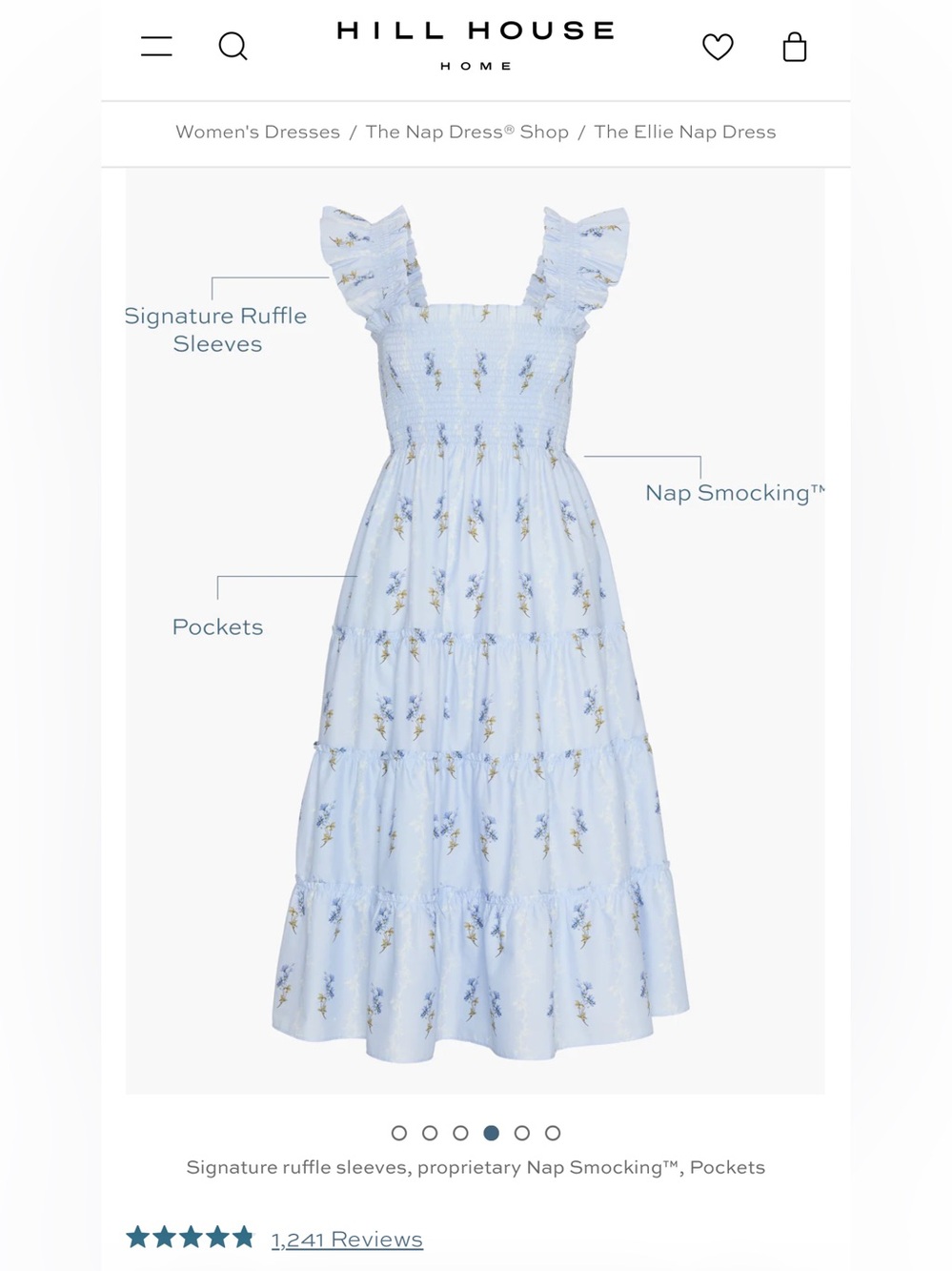 HILL HOUSE The Elite Nap Dress in Pink Floral - Picture 7 of 10